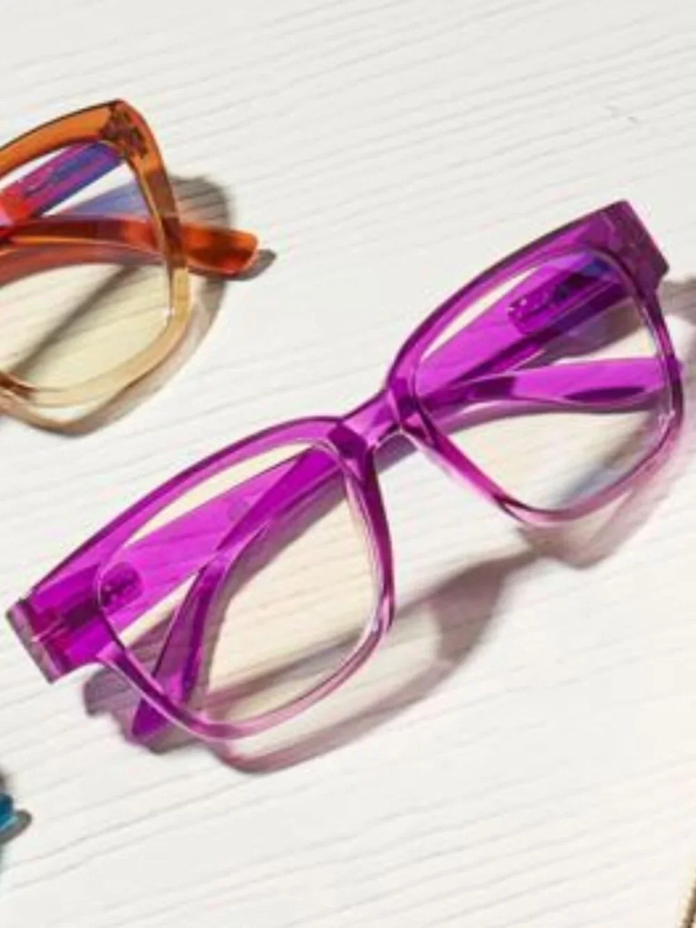 JOY MANGANO Purple Gradient Crystal Wayfarer Blue-Light Reading Glasses: +3.50